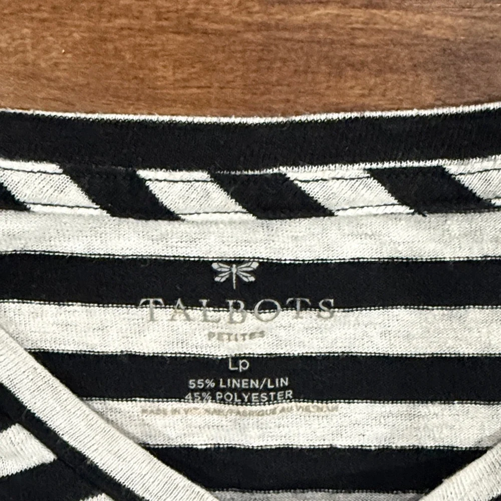 Talbots Monochrome Striped Short Sleeve Tee - Picture 2 of 3
